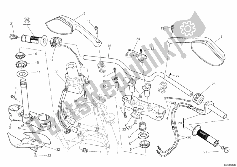 Toutes les pièces pour le Guidon du Ducati Multistrada 1200 S Sport 2012